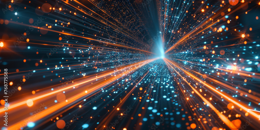 Highspeed data transfer futuristic technology. Abstract background with glowing light rays and digital lines, Digital motion tunnel Highspeed data transfer futuristic technology. Abstract background with glowing light rays and digital lines, Digital motion tunnel