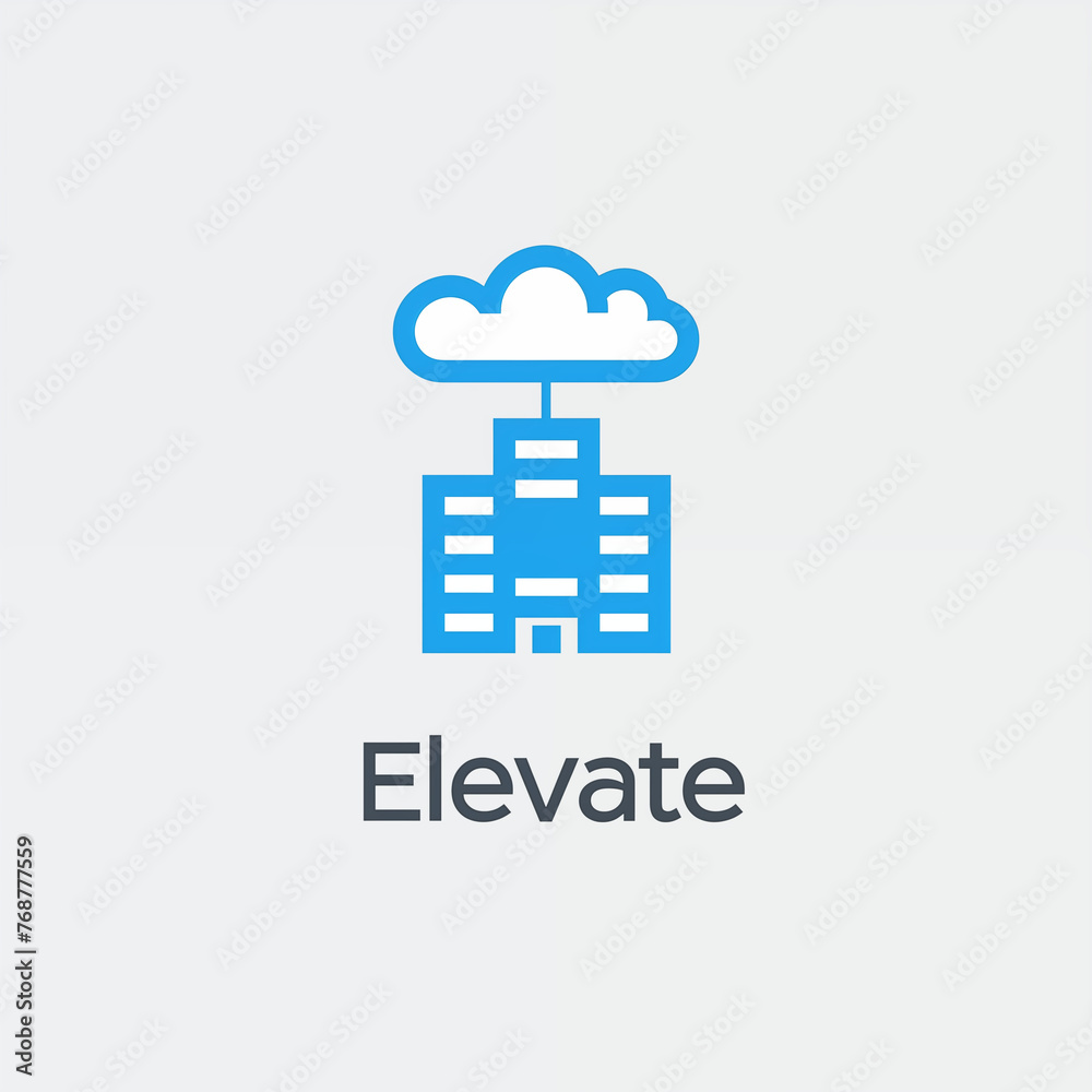 Elevate - Company buidling connected to a cloud - logo, icon Elevate - Company buidling connected to a cloud - logo, icon