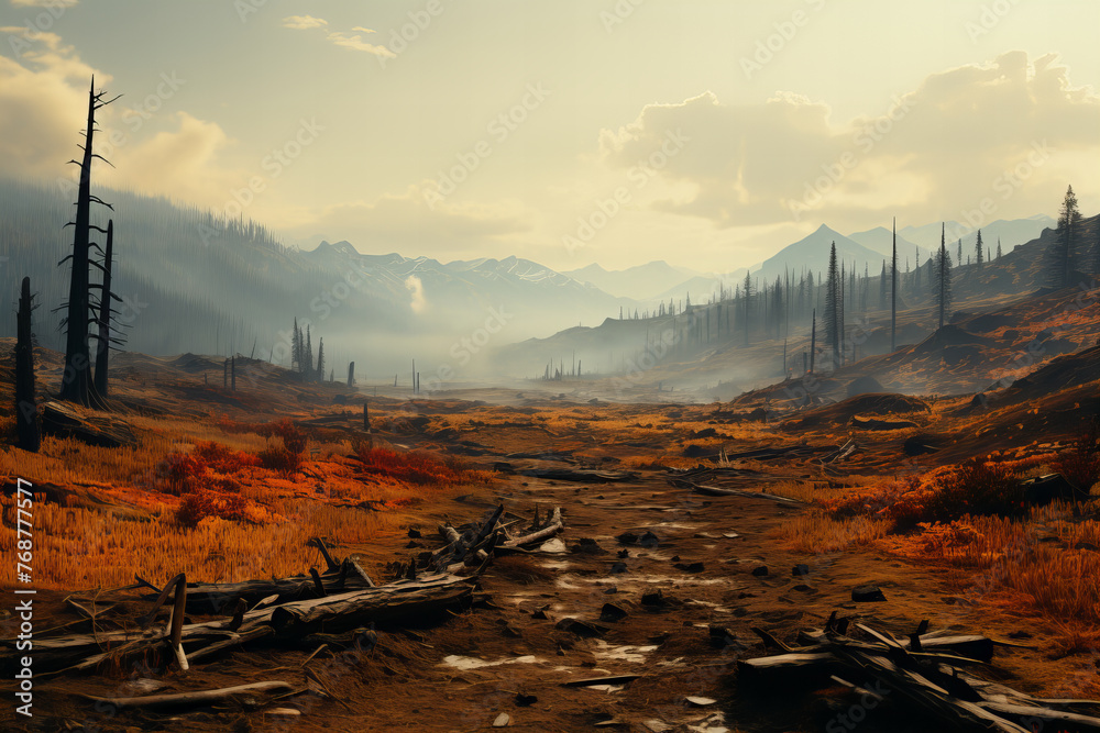 Autumn Whisper: A Serene Mountain Trail Through a Recovering Wildfire Forest Banner