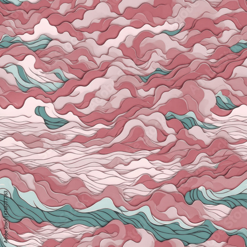 seamless pattern of hand painted stylized sea waves