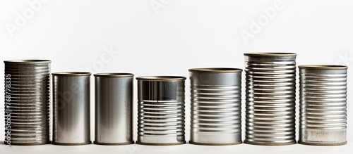 Multiple metal cans are nea...