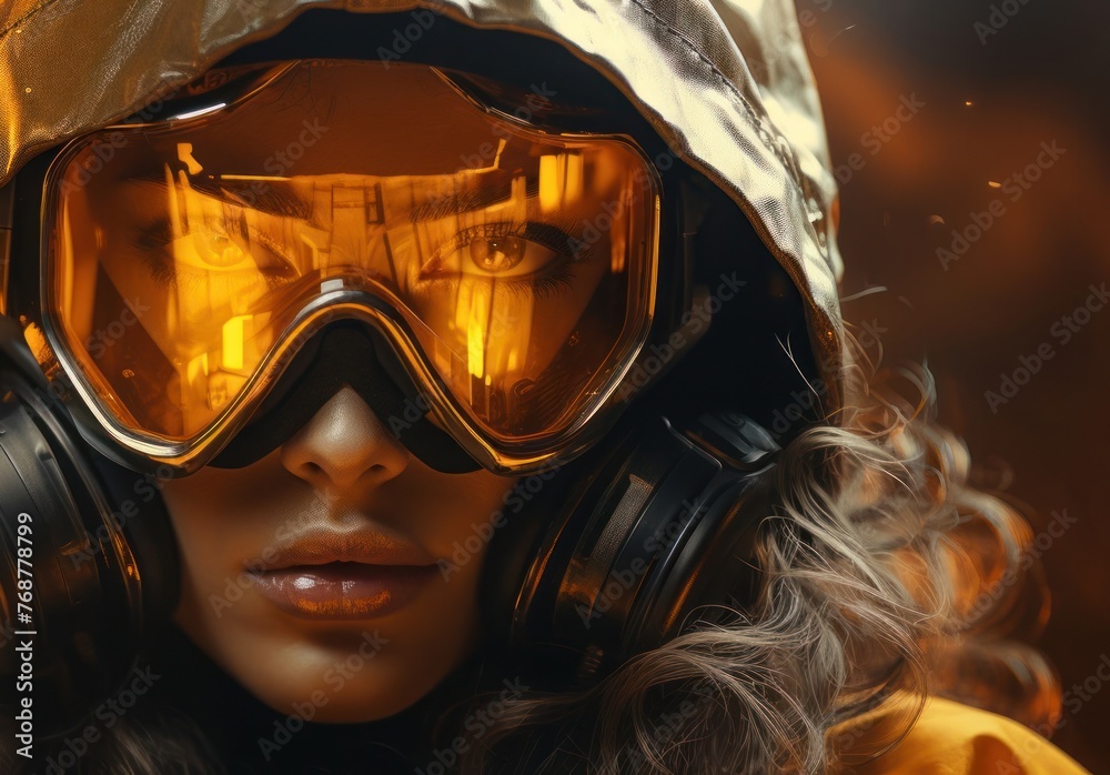Woman in Yellow Jacket and Goggles Generative AI Woman in Yellow Jacket and Goggles Generative AI