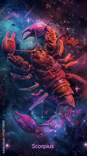 Scorpio zodiac in space with a Nebula