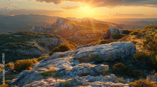 Sunset in the mountains. Sunrise over the mountains.