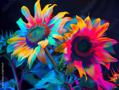 sunflower of neon color