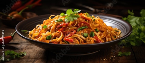 Close up of delicious noodl...