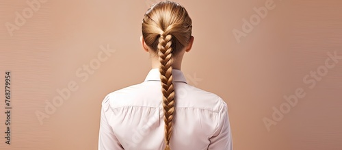 A woman possessing an elongated plait in her hair showcasing a trendy hairstyle that adds chic vibes to her appearance