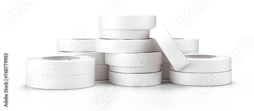 Neatly arranged white rolls...