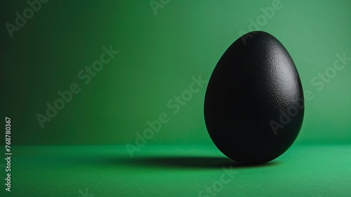 black egg on green background. © Yahor Shylau 