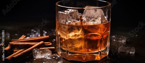 Close up of a glass filled ...
