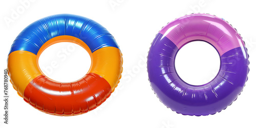 Inflatable Swim Rings on Transparent Background - Summer Pool Accessories photo