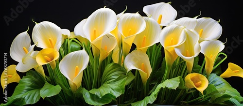 A collection of beautiful white and yellow flowers elegantly arranged in a vase  creating a lovely and vibrant display