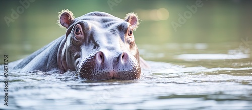 A large hippopotamus is par...