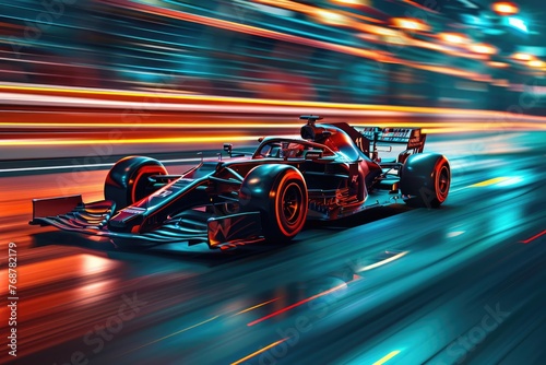 High-speed racing car. Racer on a racing car. Generative Ai