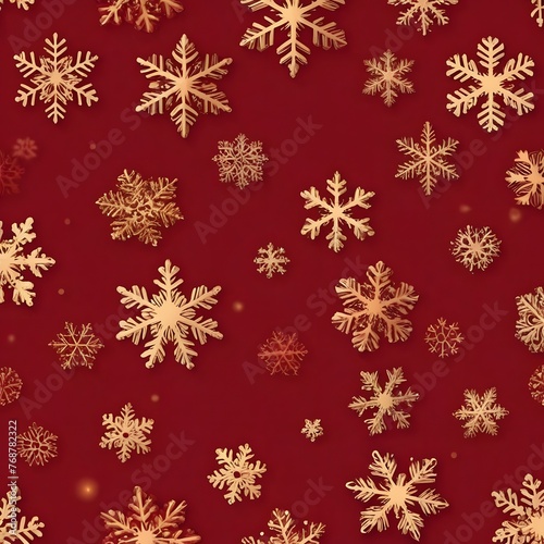 Golden snowflakes background. Luxury  Christmas seamless pattern with small gold snowflakes on a white backdrop