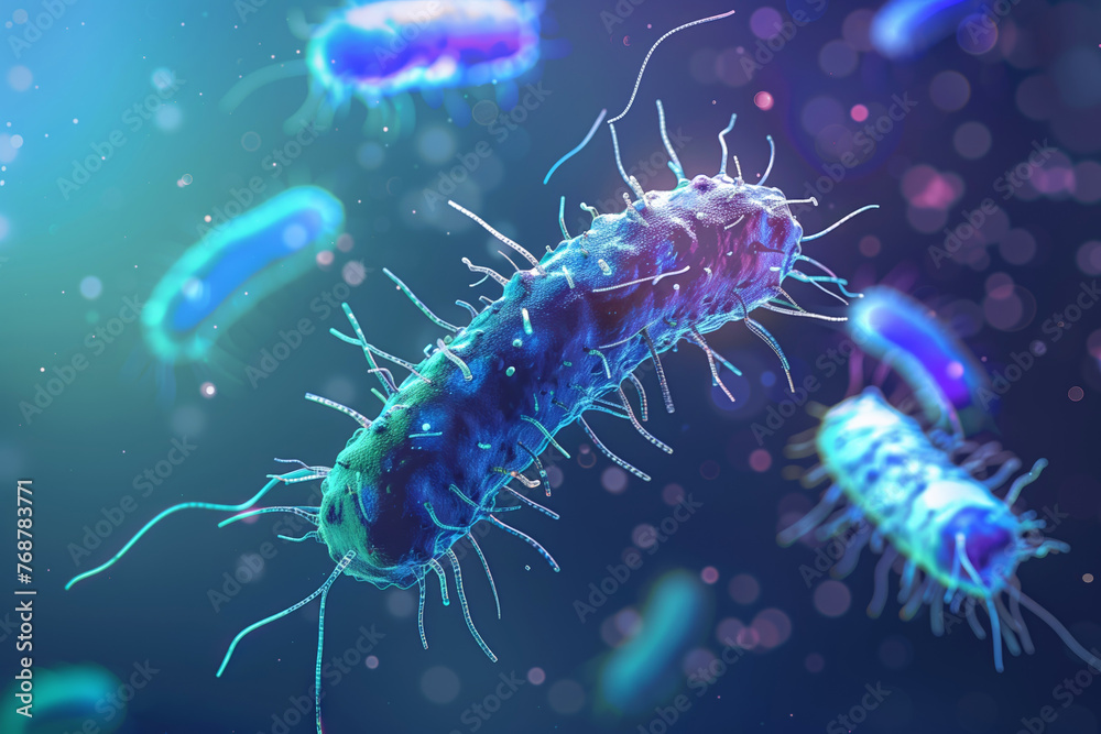 A stunning macro photography image capturing a group of electric blue bacteria floating in the underwater world of a coral reef. These marine invertebrates belong to the phylum Cnidaria A stunning macro photography image capturing a group of electric blue bacteria floating in the underwater world of a coral reef. These marine invertebrates belong to the phylum Cnidaria