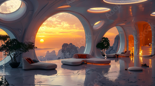 Immersive Futuristic Office Photography: Detailed and Realistic Depiction of Tomorrow's Workspace