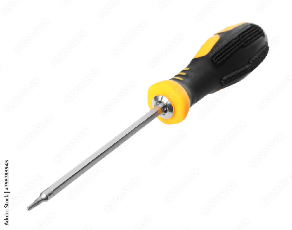 One screwdriver with color handle isolated on white One screwdriver with color handle isolated on white