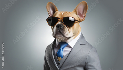 French bulldog in a suit with sunglasses © Fukurou