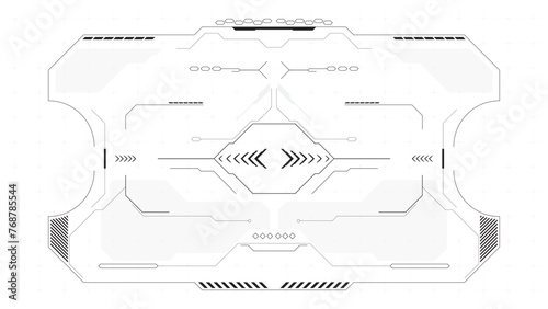 black and white outline futuristic hud interface design vector