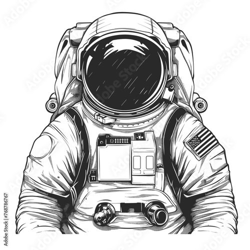 vector astronaut black lines sketch .Generative AI