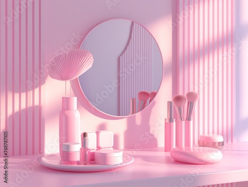 A pink room with a pink wall and pink furniture © MaxK