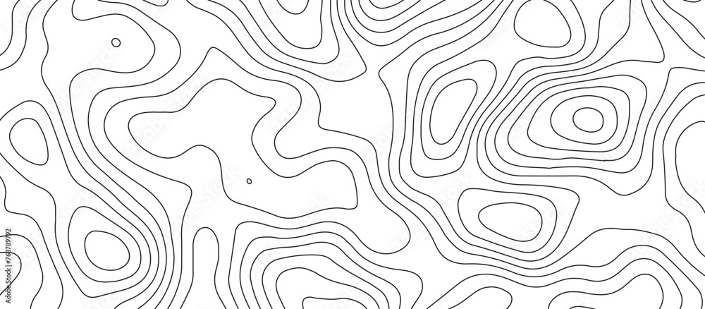 Abstract topographic map patterns, topography line map. The black on white contours topography stylized height of the lines. cotour map and line terrain path. Linear graphics. Vector illustration.