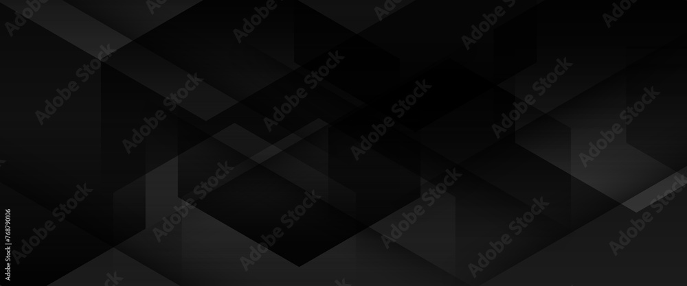 Black vector abstract geometric shapes banner. For cover design, book design, poster, cd cover, flyer, website backgrounds or advertising - obrazy, fototapety, plakaty 