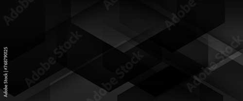 Black abstract banner with shapes. For business banner, formal backdrop, prestigious voucher, luxe invite, wallpaper and background