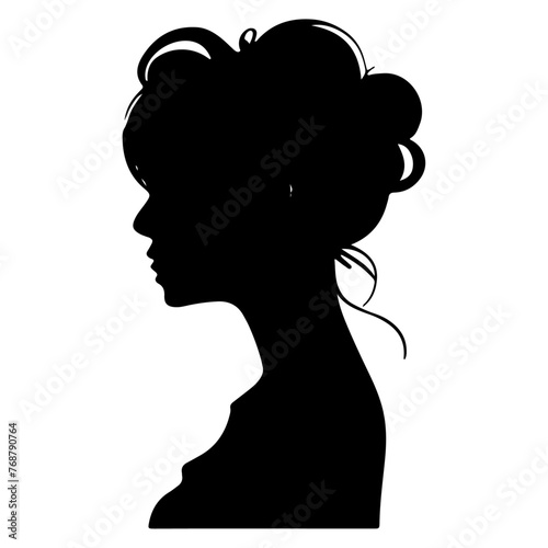Black vector beautiful woman profile silhouette - fashion or beauty illustration © MehmetKemal