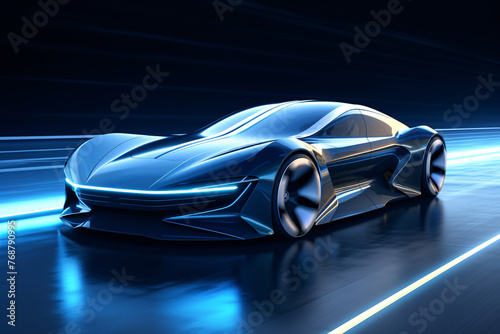 a futuristic silver sports car