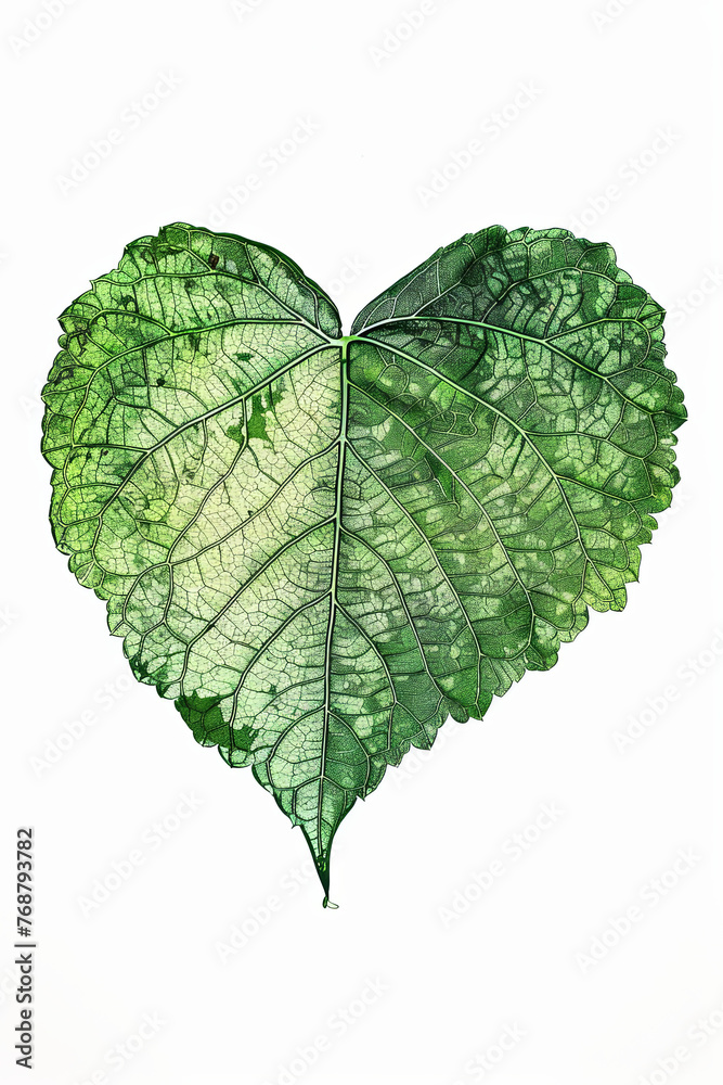 A love shaped leaf on a white background A love shaped leaf on a white background