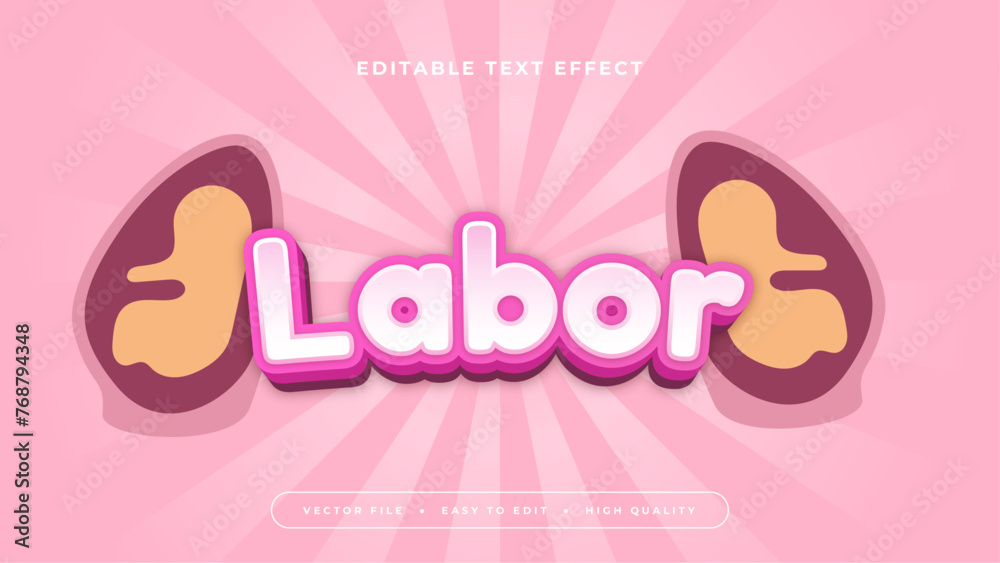 Pink orange and white labor 3d editable text effect - font style