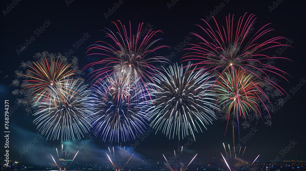 Fototapeta premium Brilliant Fireworks Display in the Night Sky