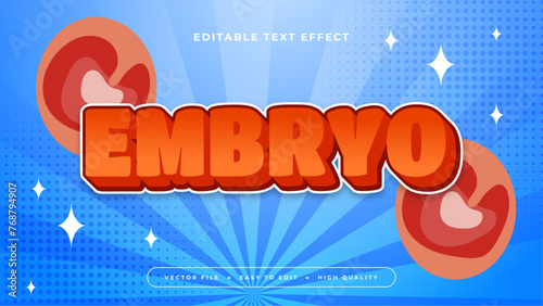 Red orange and blue embryo 3d editable text effect - font style