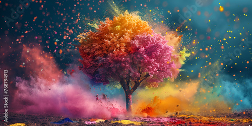  Colorful tree leaves art