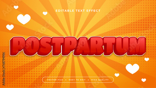 Red white and orange postpartum 3d editable text effect - font style