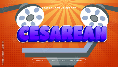Orange gray grey and purple violet cesarean 3d editable text effect - font style
