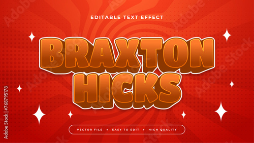 Red and white braxton hicks 3d editable text effect - font style