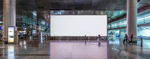 blank billboard display in a mall or airport