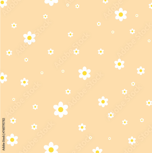 cute summer floral pattern peach background