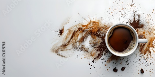 Energizing Coffee Cup Powering Through Late Night Deadlines on Isolated White Background