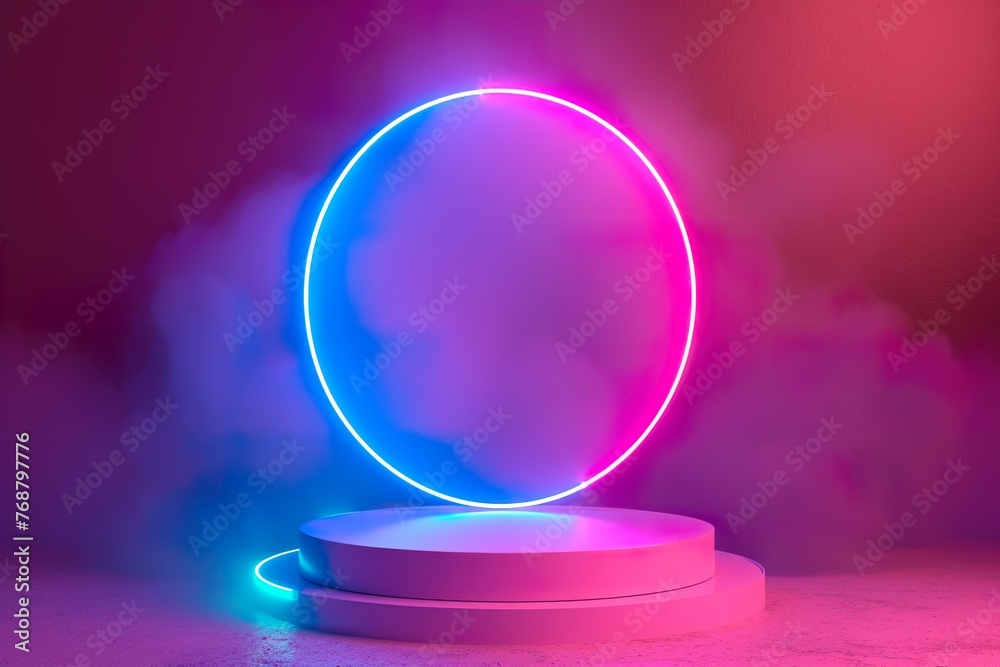 Obraz premium neon lights podium background