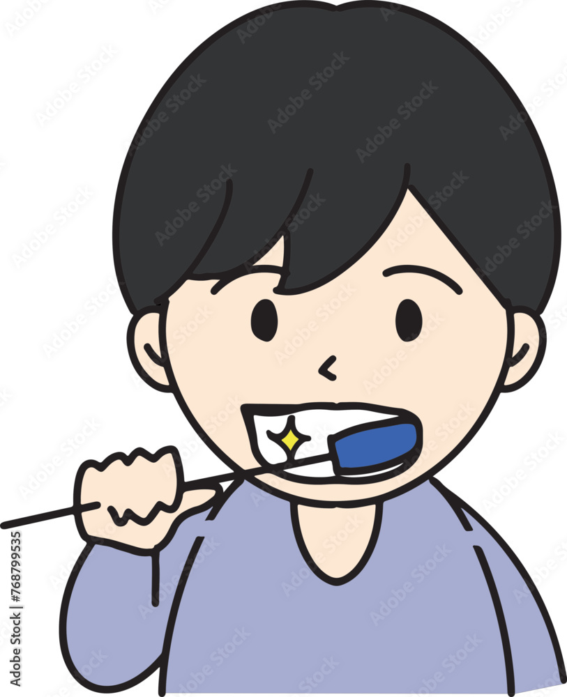 歯磨きをする白い歯の若い男性 歯磨きをする白い歯の若い男性