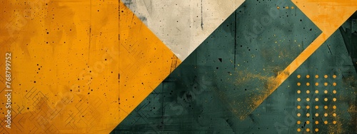 split background with a retro vibe, using bold hues of mustard yellow and olive green.