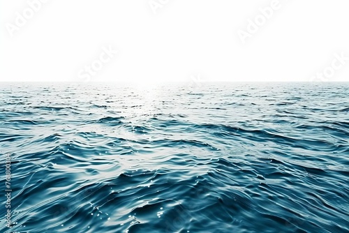 Aquatic Serenity Sea Water Surface Cutout Isolated on White, Tranquil Ocean Background Photo
