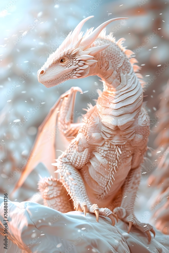 Fototapeta premium Breathtaking Depiction of a Powerful and Enigmatic Dragon in Warm Tones