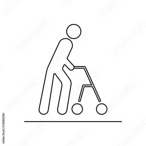 Person with walking frame icon. Public information symbol modern, simple, vector, icon for website design, mobile app, ui. Vector Illustration