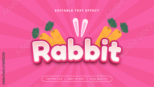 White orange and pink rabbit 3d editable text effect - font style