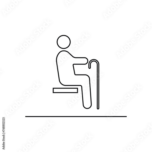 Sitting person with cane icon. Public information symbol modern, simple, vector, icon for website design, mobile app, ui. Vector Illustration